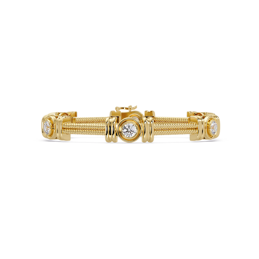 Triple Rope Lab Grown Round Diamond Gold Bracelet - HIGHCARAT DIAMONDS