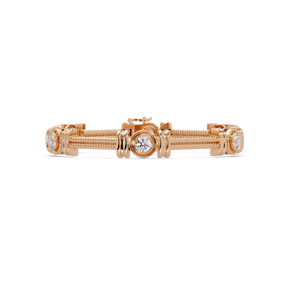 Triple Rope Lab Grown Round Diamond Gold Bracelet - HIGHCARAT DIAMONDS