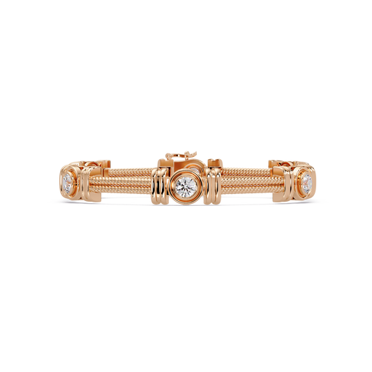 Triple Rope Lab Grown Round Diamond Gold Bracelet - HIGHCARAT DIAMONDS