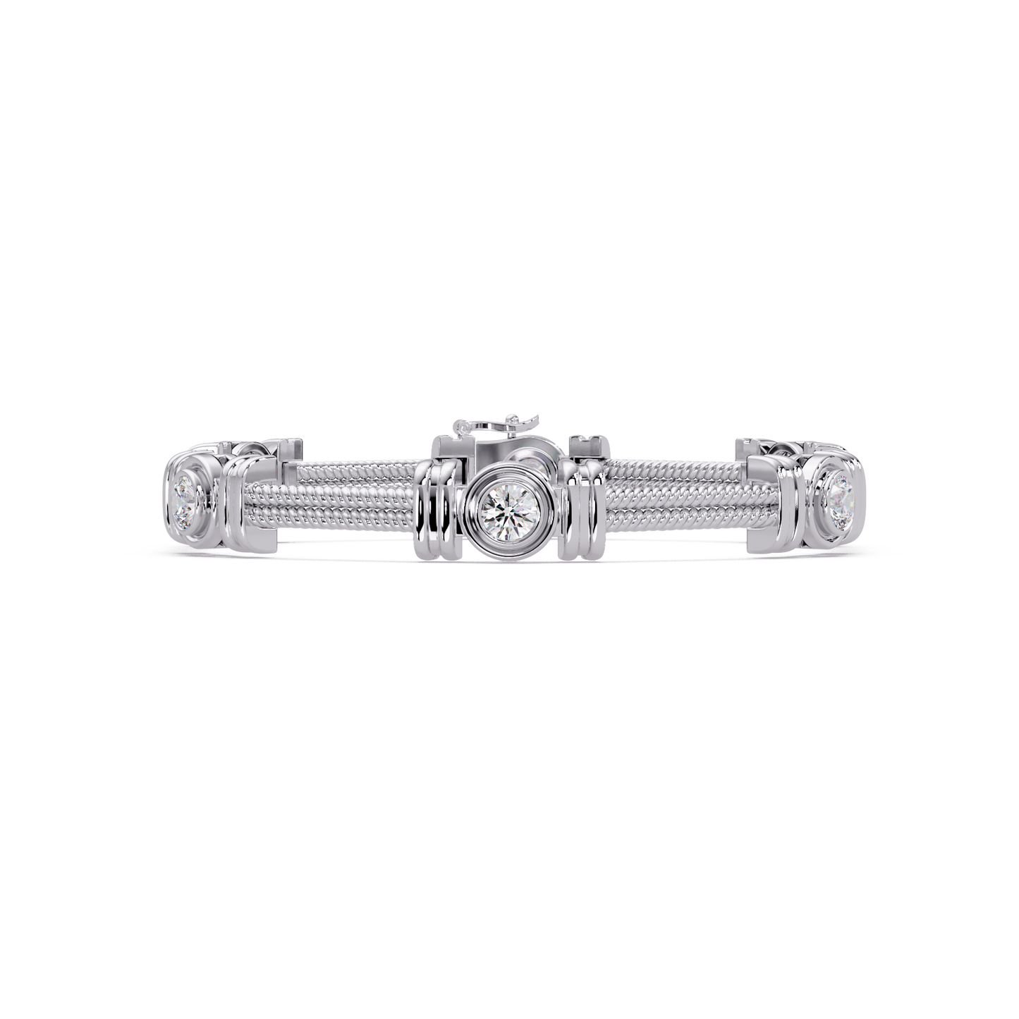 Triple Rope Lab Grown Round Diamond Gold Bracelet - HIGHCARAT DIAMONDS