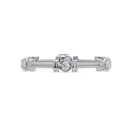 Triple Rope Lab Grown Round Diamond Gold Bracelet - HIGHCARAT DIAMONDS