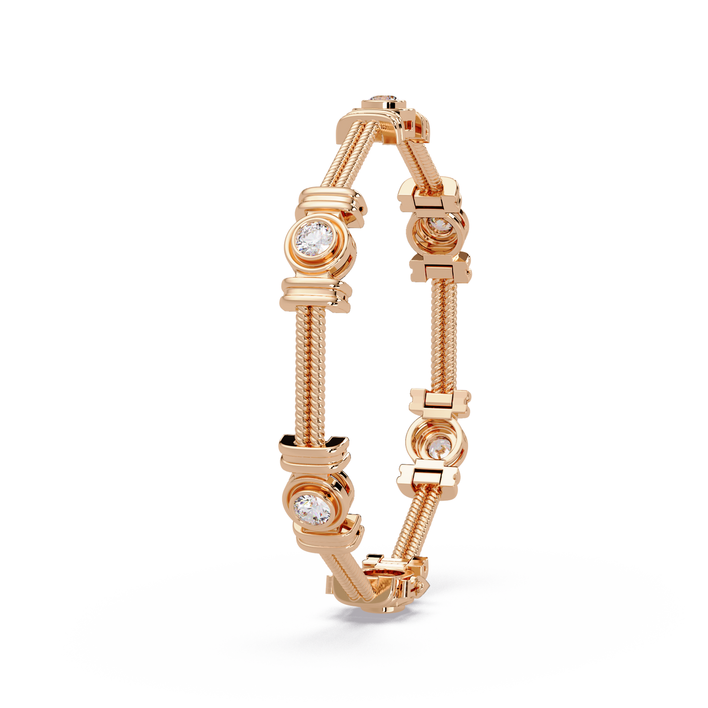 Triple Rope Lab Grown Round Diamond Gold Bracelet - HIGHCARAT DIAMONDS
