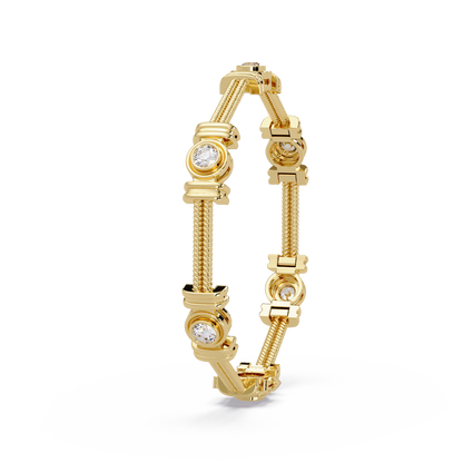 Triple Rope Lab Grown Round Diamond Gold Bracelet - HIGHCARAT DIAMONDS
