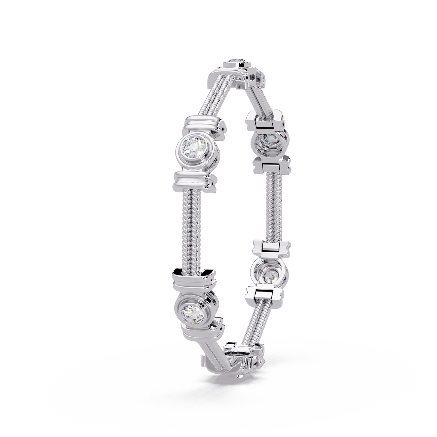 Triple Rope Lab Grown Round Diamond Gold Bracelet - HIGHCARAT DIAMONDS
