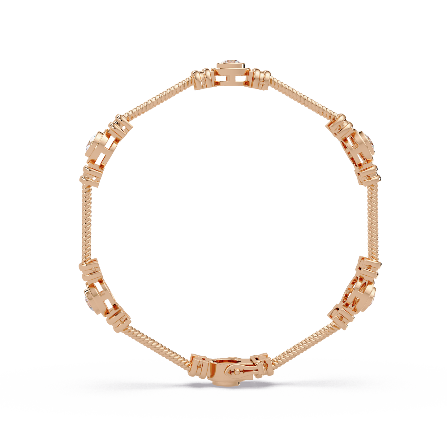 Triple Rope Lab Grown Round Diamond Gold Bracelet - HIGHCARAT DIAMONDS