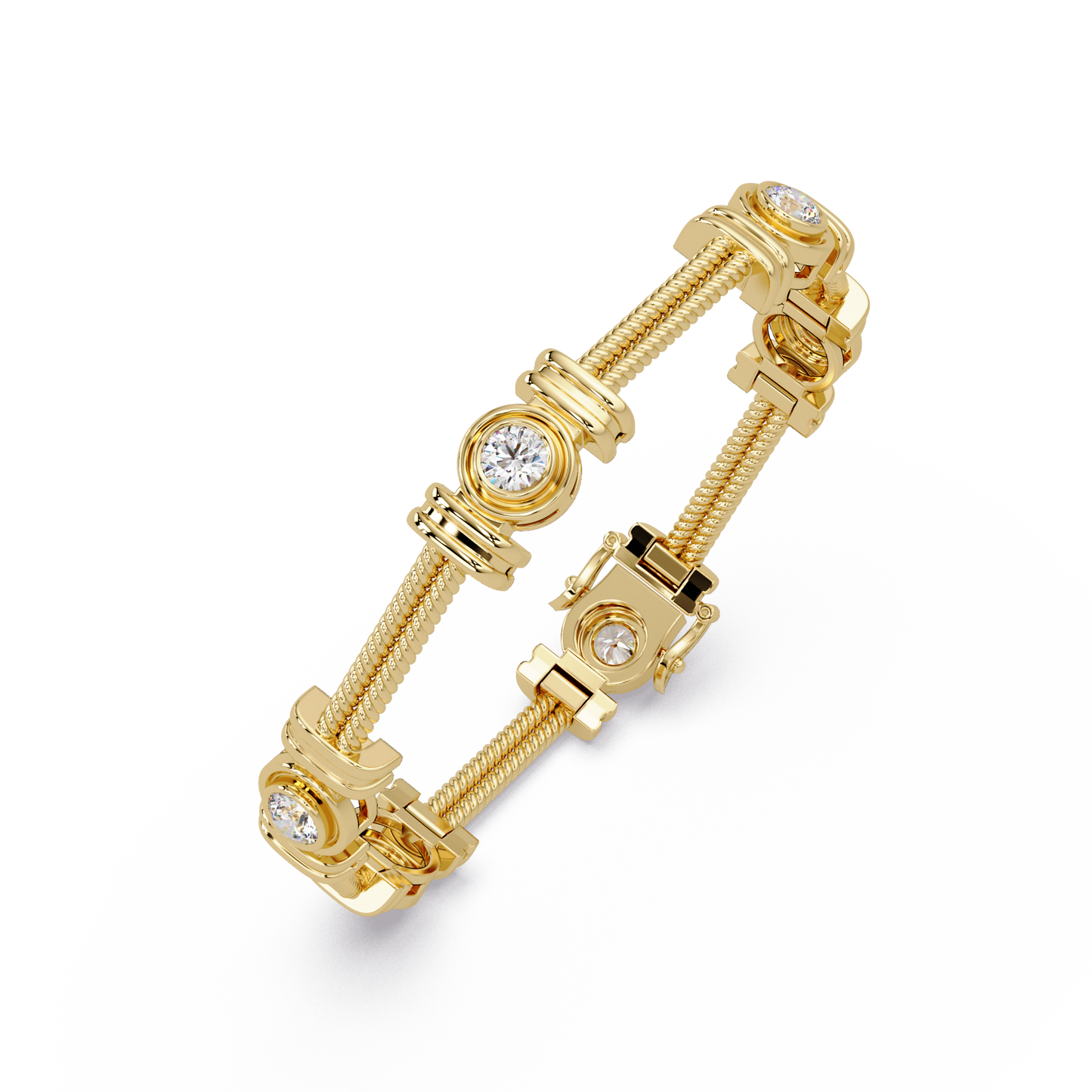 Triple Rope Lab Grown Round Diamond Gold Bracelet - HIGHCARAT DIAMONDS