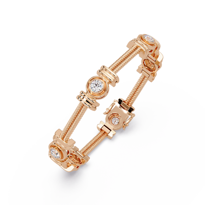 Triple Rope Lab Grown Round Diamond Gold Bracelet - HIGHCARAT DIAMONDS