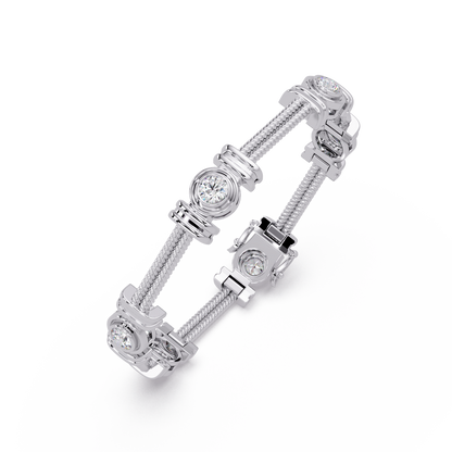 Triple Rope Lab Grown Round Diamond Gold Bracelet - HIGHCARAT DIAMONDS