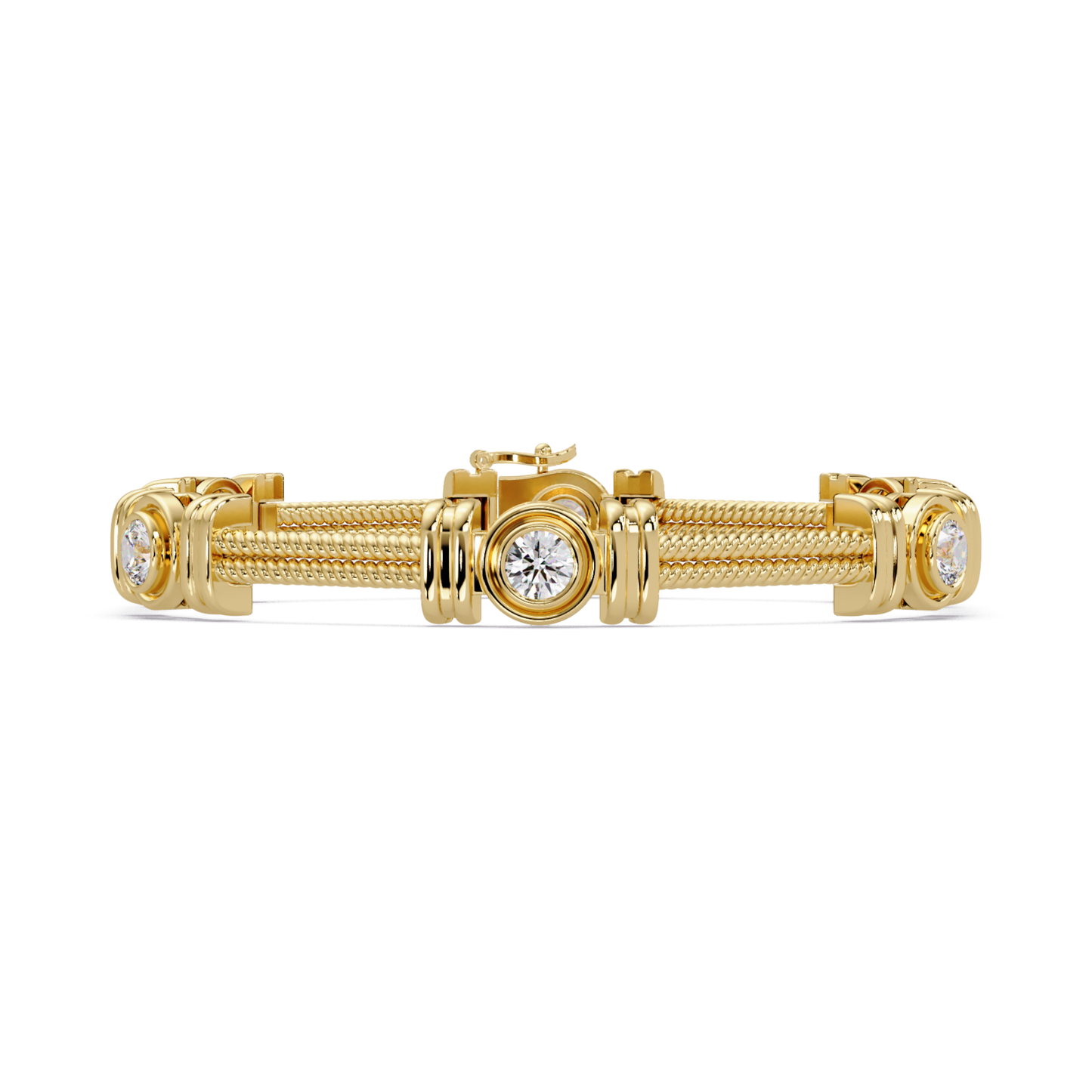 Triple Rope Lab Grown Round Diamond Gold Bracelet - HIGHCARAT DIAMONDS