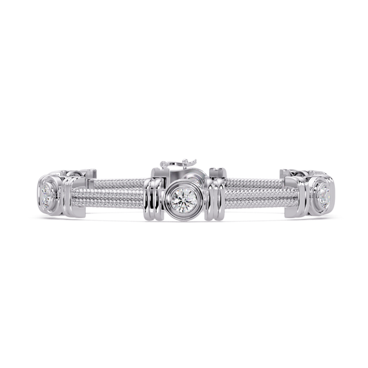 Triple Rope Lab Grown Round Diamond Gold Bracelet - HIGHCARAT DIAMONDS