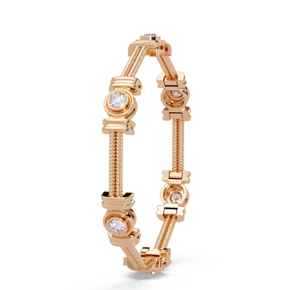 Triple Rope Lab Grown Round Diamond Gold Bracelet - HIGHCARAT DIAMONDS