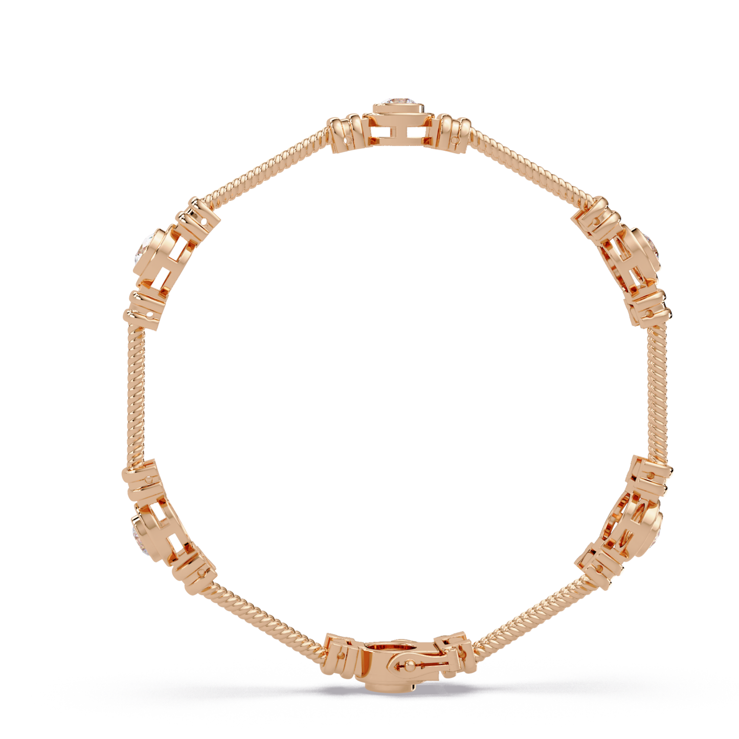 Triple Rope Lab Grown Round Diamond Gold Bracelet - HIGHCARAT DIAMONDS