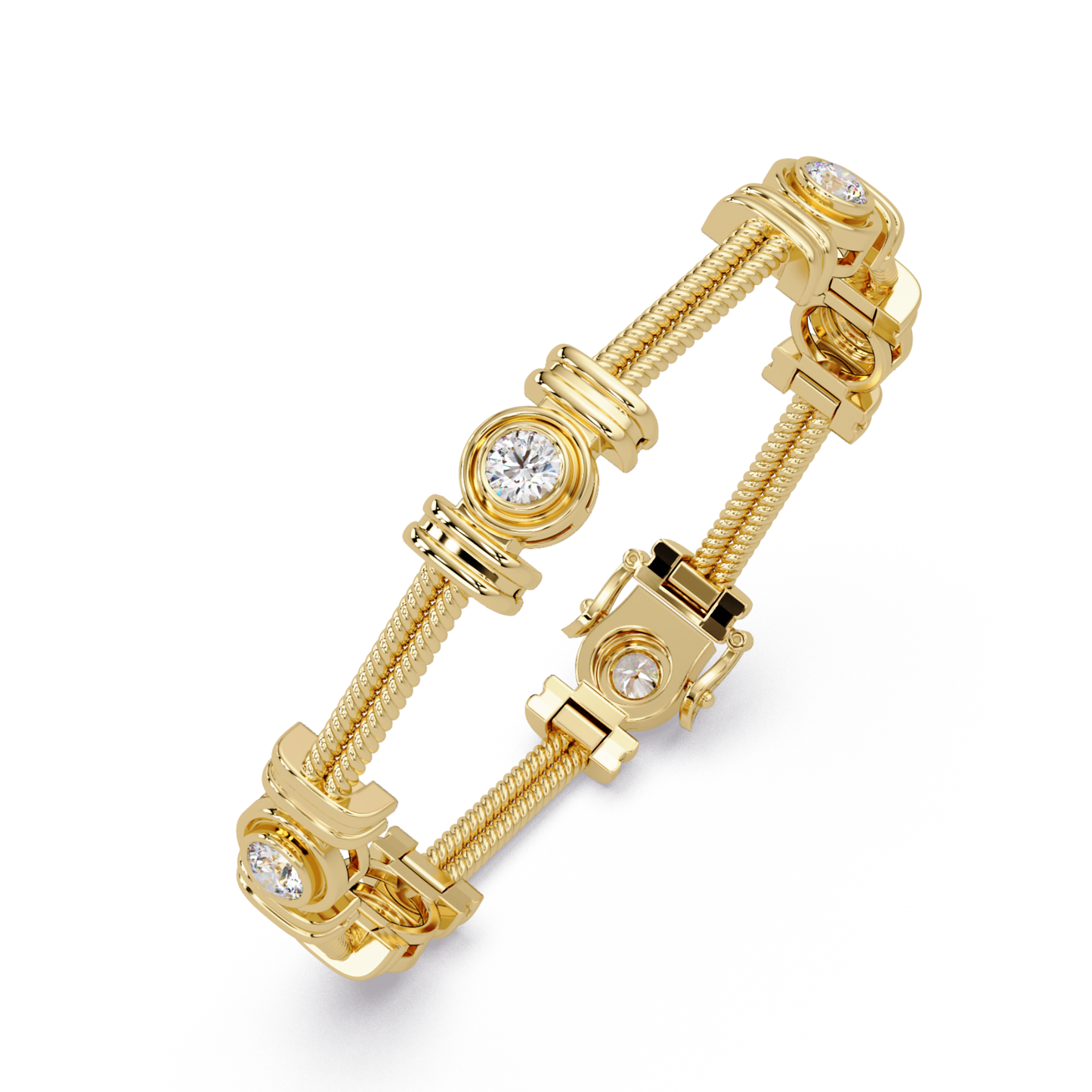 Triple Rope Lab Grown Round Diamond Gold Bracelet - HIGHCARAT DIAMONDS