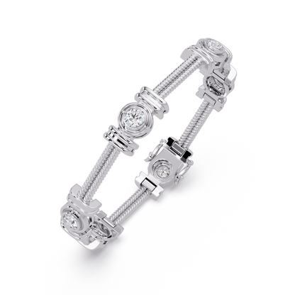 Triple Rope Lab Grown Round Diamond Gold Bracelet - HIGHCARAT DIAMONDS
