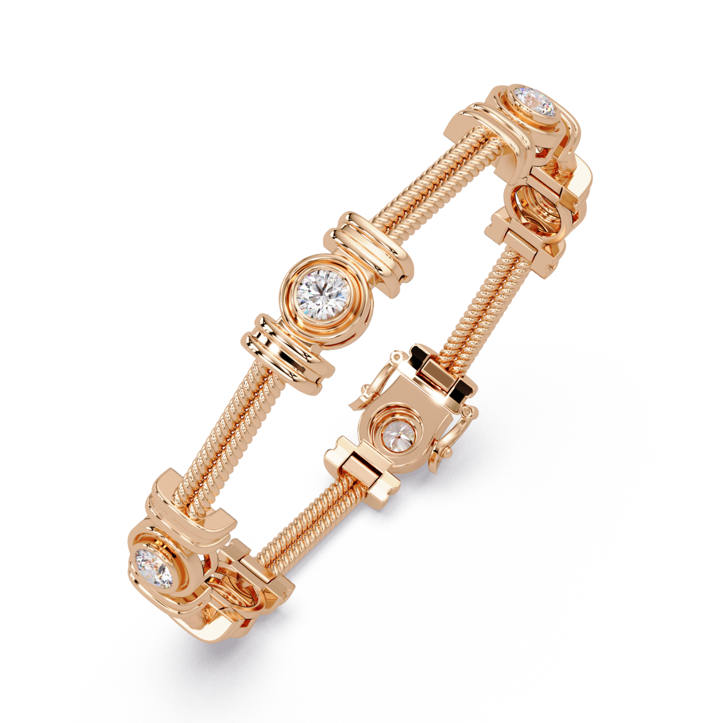 Triple Rope Lab Grown Round Diamond Gold Bracelet - HIGHCARAT DIAMONDS