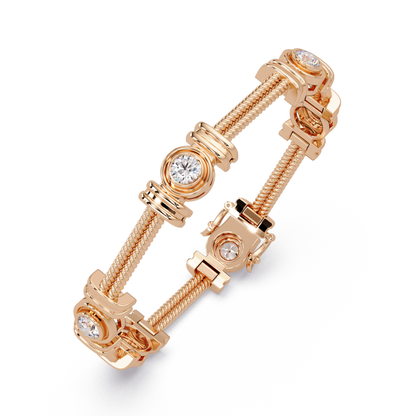 Triple Rope Lab Grown Round Diamond Gold Bracelet - HIGHCARAT DIAMONDS
