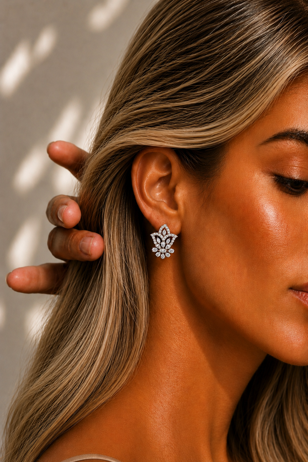 Tulip Cluster Lab Grown Classic Studs Diamond Earring - HIGHCARAT DIAMONDS