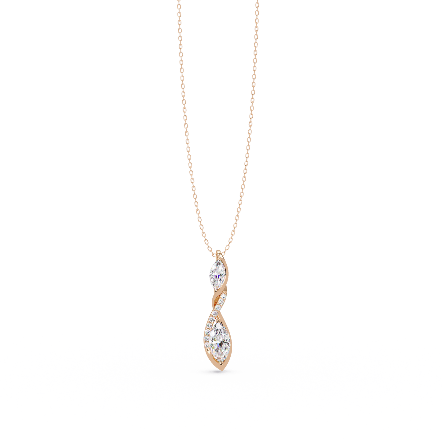 Marquise & Round Cut Vintage Lab Grown Diamond Unique Pendant - HIGHCARAT DIAMONDS