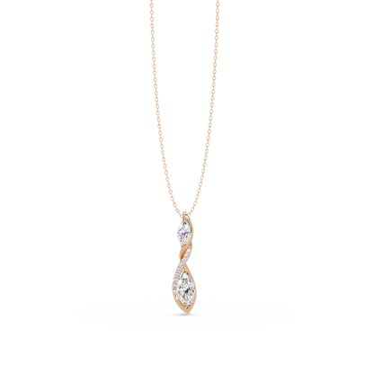 Marquise & Round Cut Vintage Lab Grown Diamond Unique Pendant - HIGHCARAT DIAMONDS