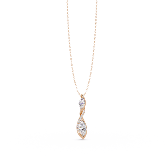 Marquise & Round Cut Vintage Lab Grown Diamond Unique Pendant - HIGHCARAT DIAMONDS