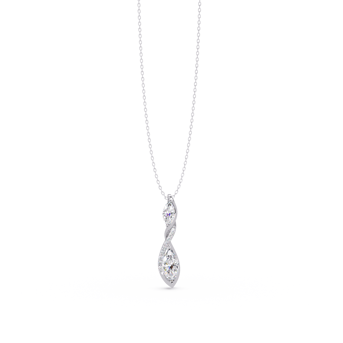 Marquise & Round Cut Vintage Lab Grown Diamond Unique Pendant - HIGHCARAT DIAMONDS