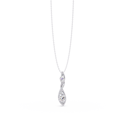 Marquise & Round Cut Vintage Lab Grown Diamond Unique Pendant - HIGHCARAT DIAMONDS