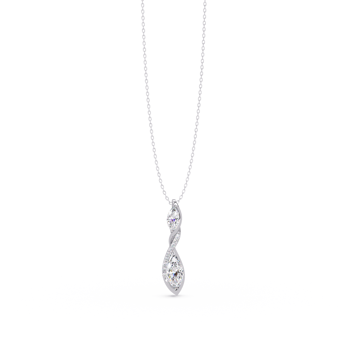 Marquise & Round Cut Vintage Lab Grown Diamond Unique Pendant - HIGHCARAT DIAMONDS
