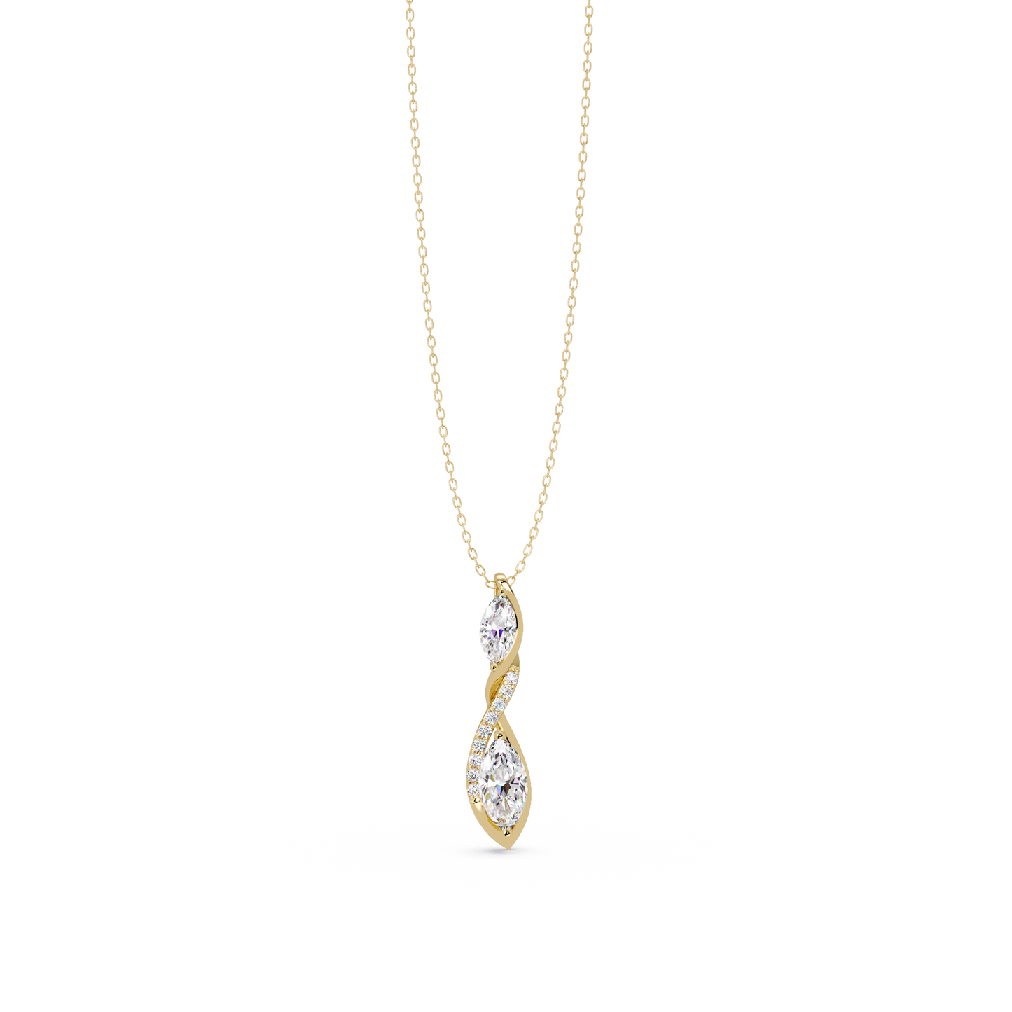 Marquise & Round Cut Vintage Lab Grown Diamond Unique Pendant - HIGHCARAT DIAMONDS