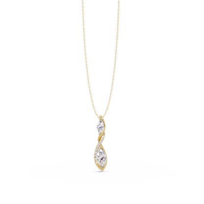 Marquise & Round Cut Vintage Lab Grown Diamond Unique Pendant - HIGHCARAT DIAMONDS