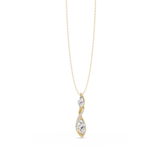 Marquise & Round Cut Vintage Lab Grown Diamond Unique Pendant - HIGHCARAT DIAMONDS