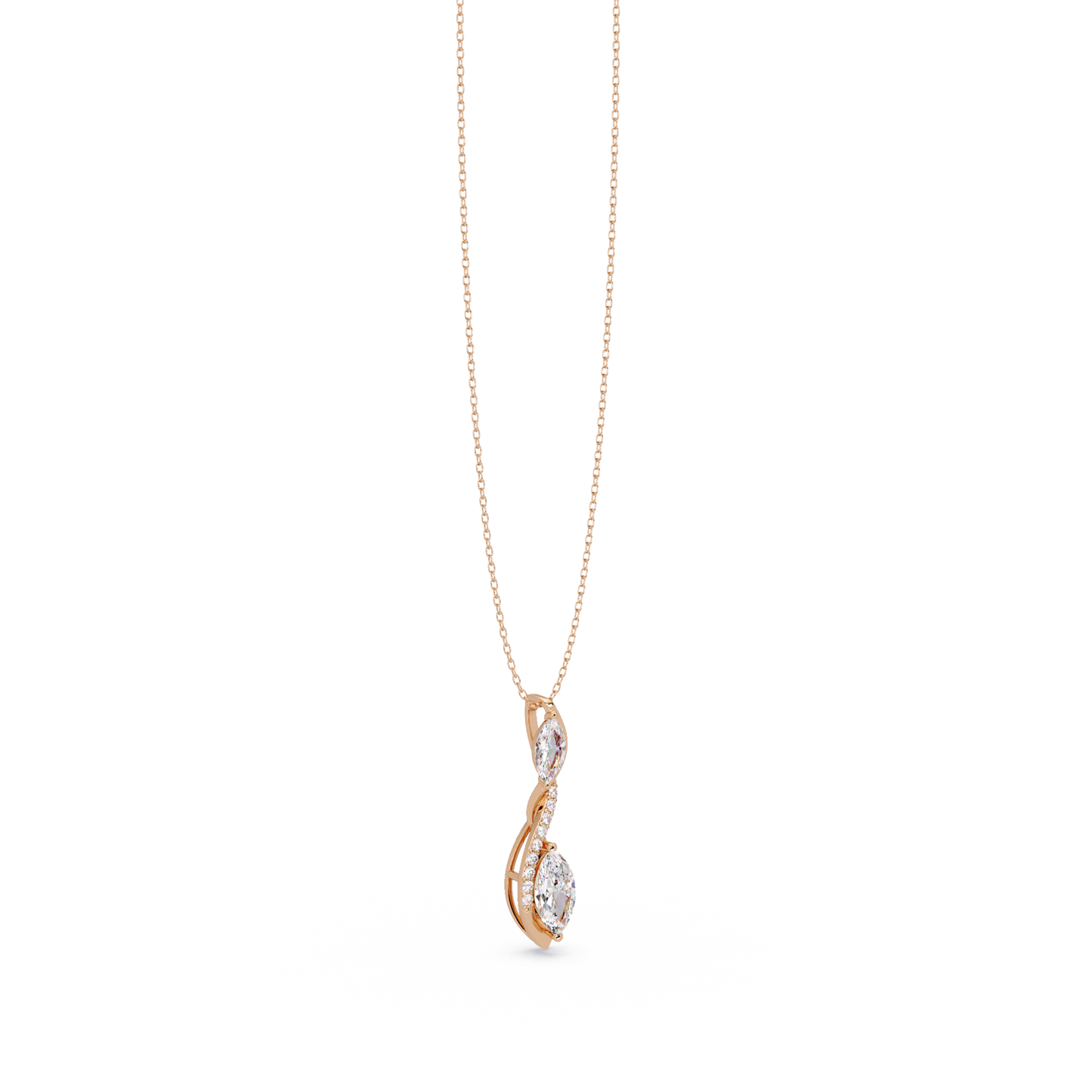 Marquise & Round Cut Vintage Lab Grown Diamond Unique Pendant - HIGHCARAT DIAMONDS