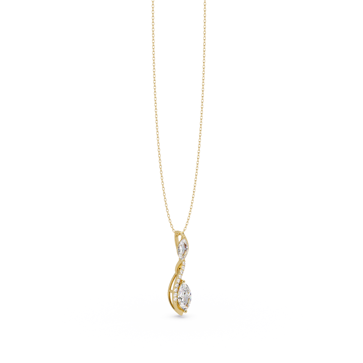 Marquise & Round Cut Vintage Lab Grown Diamond Unique Pendant - HIGHCARAT DIAMONDS
