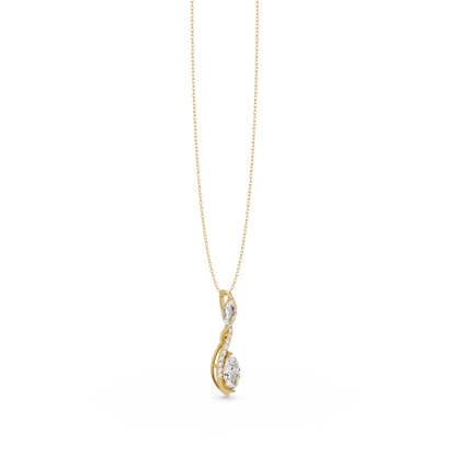 Marquise & Round Cut Vintage Lab Grown Diamond Unique Pendant - HIGHCARAT DIAMONDS