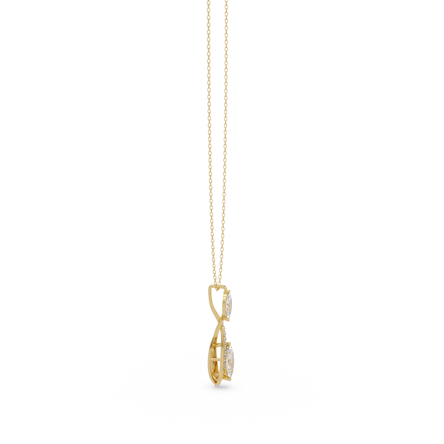Marquise & Round Cut Vintage Lab Grown Diamond Unique Pendant - HIGHCARAT DIAMONDS