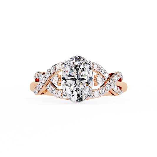 Twisted 1.80Ct Oval And Round Cut Diamond Antique Vintage Inspired Dainty Annivrasry Ring Gift For Her - HIGHCARAT DIAMONDS