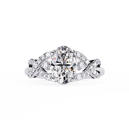 Twisted 1.80Ct Oval And Round Cut Diamond Antique Vintage Inspired Dainty Annivrasry Ring Gift For Her - HIGHCARAT DIAMONDS