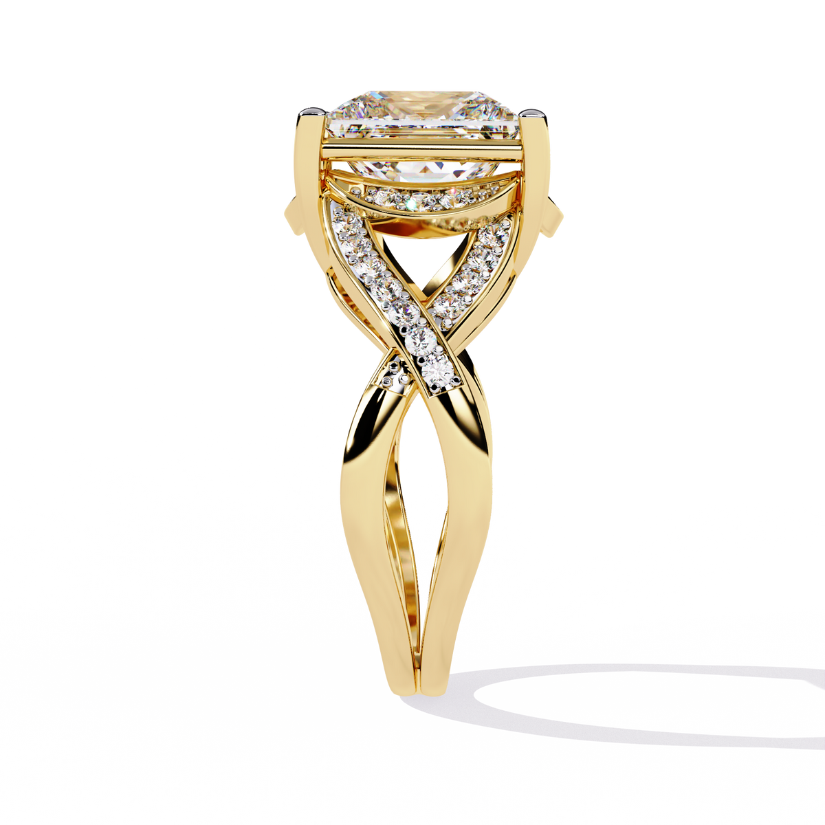 Twisted 3.47Ct Princess And Round Cut Diamond Antique Elegant Stunning Perfect Classic Engagement Ring - HIGHCARAT DIAMONDS