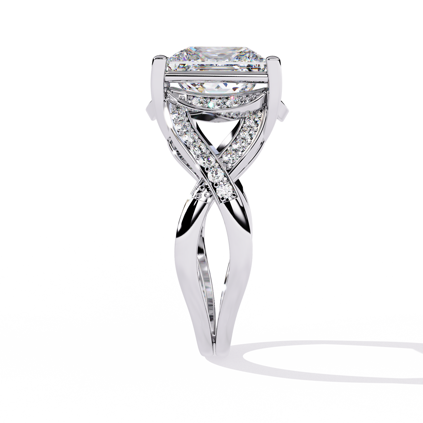 Twisted 3.47Ct Princess And Round Cut Diamond Antique Elegant Stunning Perfect Classic Engagement Ring