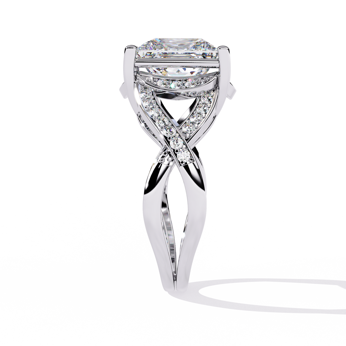 Twisted 3.47Ct Princess And Round Cut Diamond Antique Elegant Stunning Perfect Classic Engagement Ring - HIGHCARAT DIAMONDS