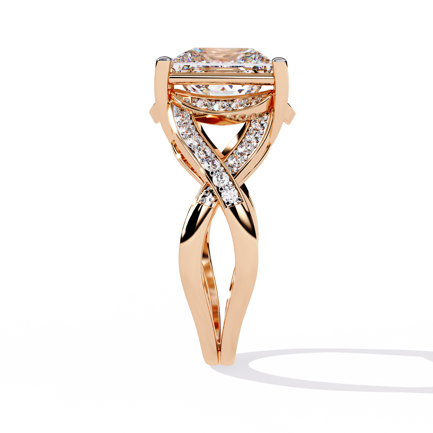 Twisted 3.47Ct Princess And Round Cut Diamond Antique Elegant Stunning Perfect Classic Engagement Ring