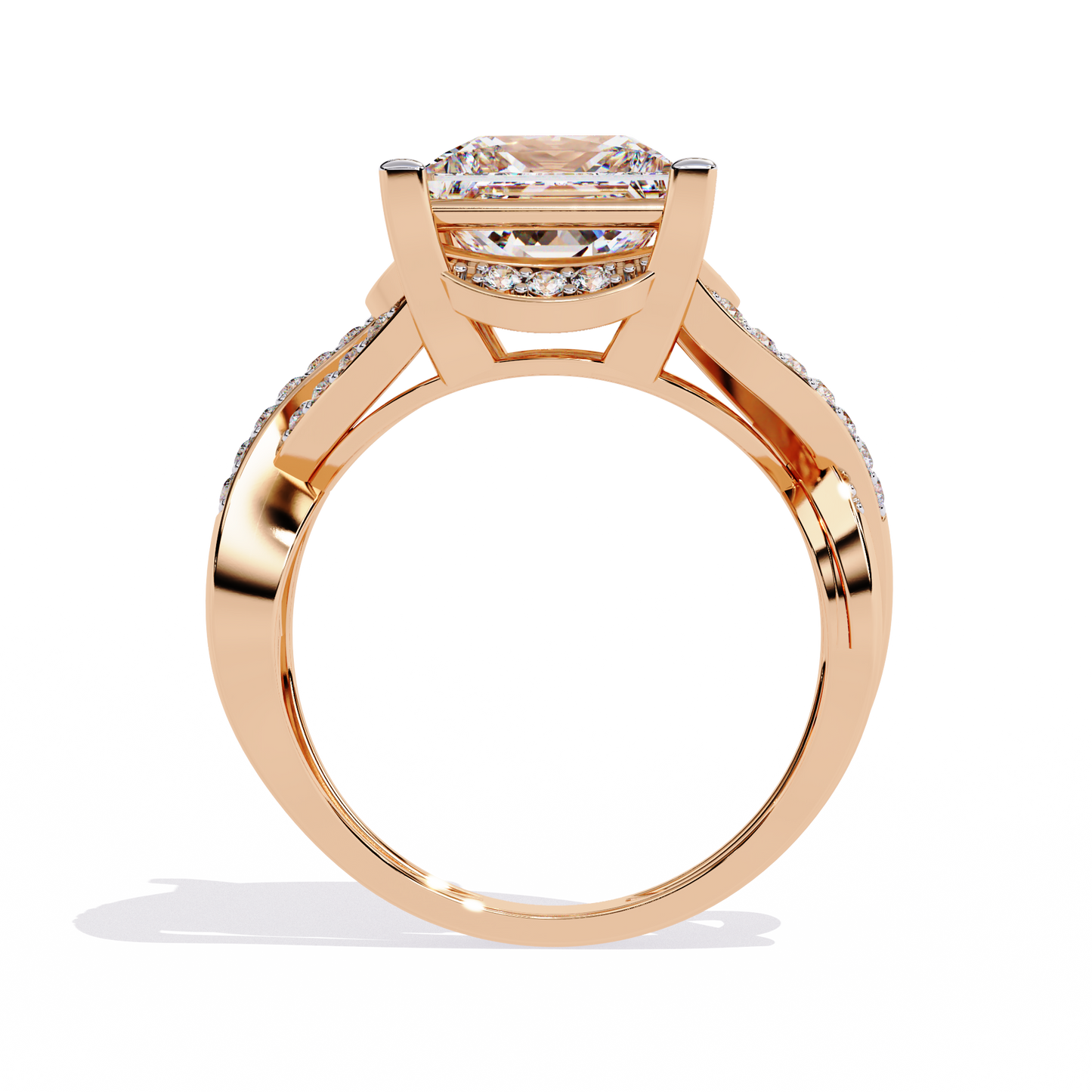 Twisted 3.47Ct Princess And Round Cut Diamond Antique Elegant Stunning Perfect Classic Engagement Ring