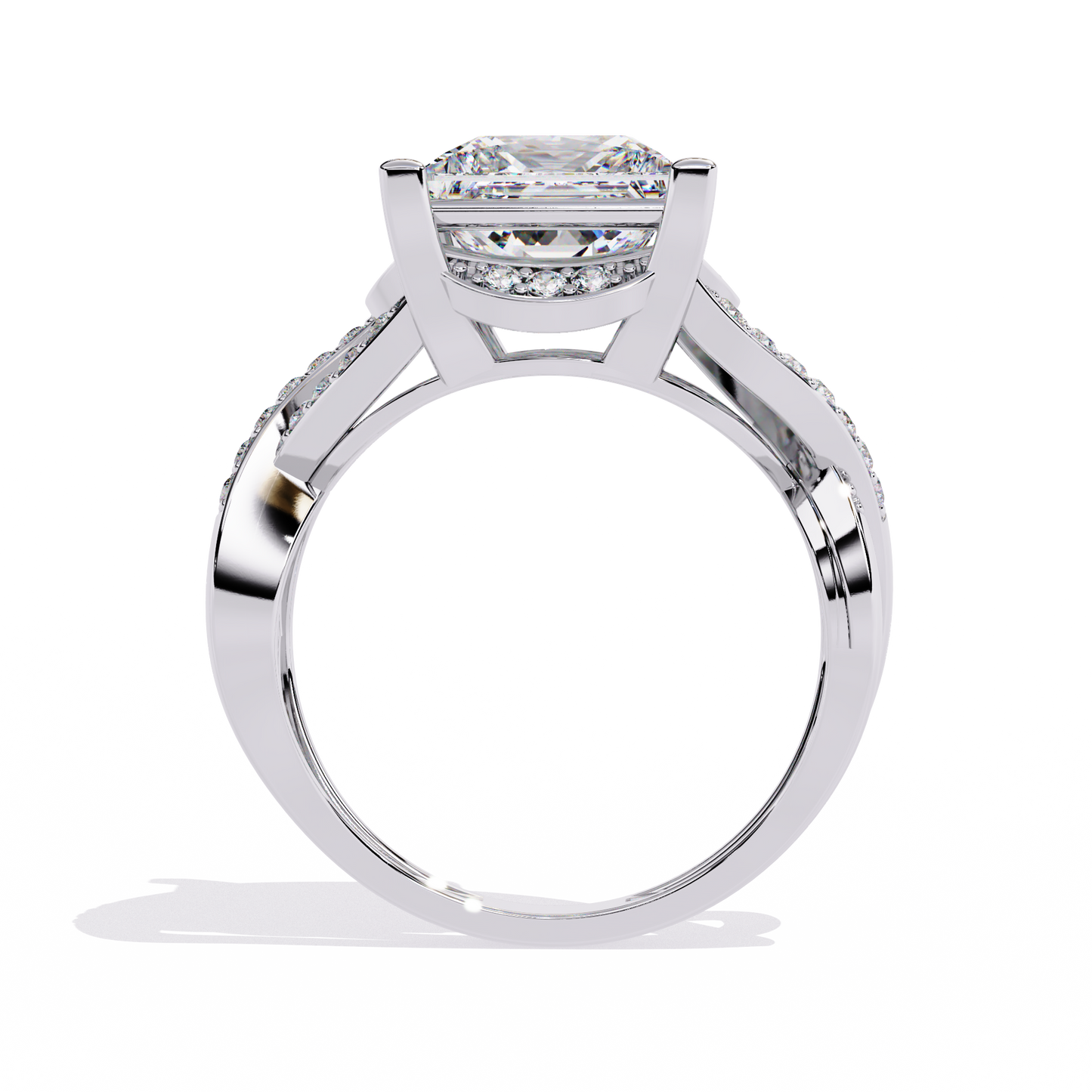 Twisted 3.47Ct Princess And Round Cut Diamond Antique Elegant Stunning Perfect Classic Engagement Ring