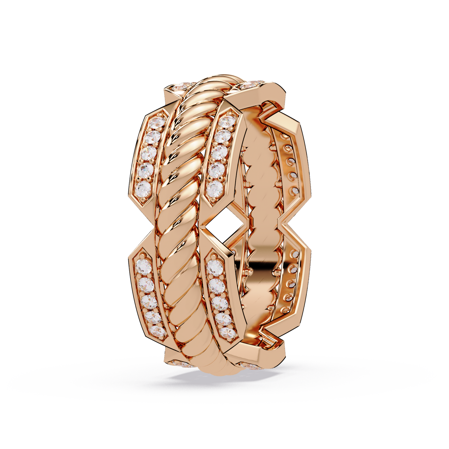 Twisted Rope Lab Grown Diamond Statement Ring - HIGHCARAT DIAMONDS