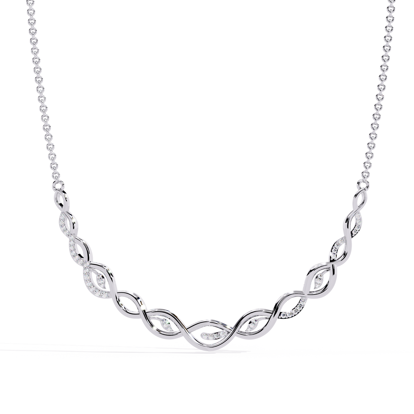 Twisted Round Cut 14k Solid Gold Lab Grown And Natural Diamond Antique Minimalist Party Wear Diamond Necklace Gift For Her - HIGHCARAT DIAMONDS