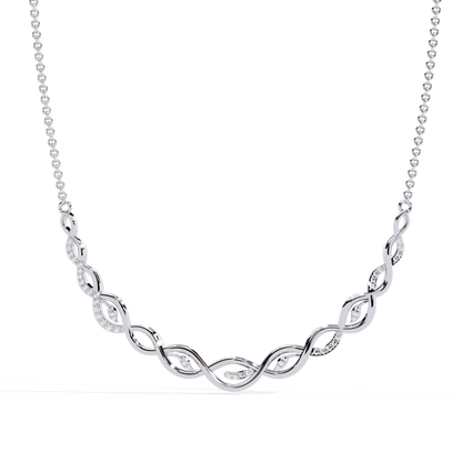 Twisted Round Cut 14k Solid Gold Lab Grown And Natural Diamond Antique Minimalist Party Wear Diamond Necklace Gift For Her - HIGHCARAT DIAMONDS