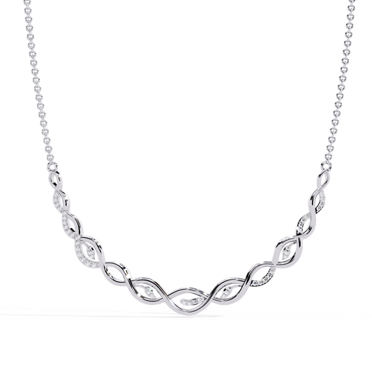 Twisted Round Cut 14k Solid Gold Lab Grown And Natural Diamond Antique Minimalist Party Wear Diamond Necklace Gift For Her - HIGHCARAT DIAMONDS