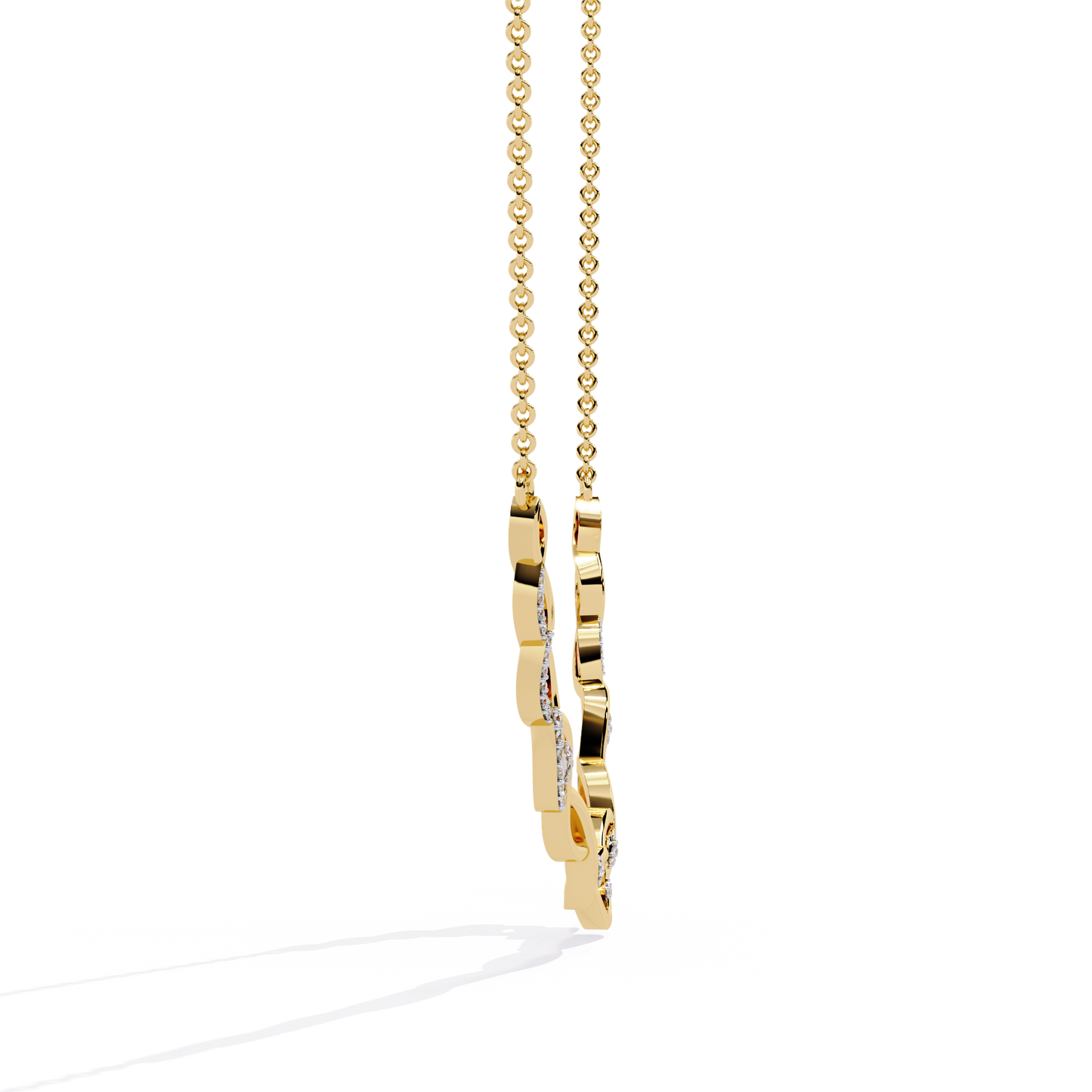 Twisted Round Cut 14k Solid Gold Lab Grown And Natural Diamond Antique Minimalist Party Wear Diamond Necklace Gift For Her - HIGHCARAT DIAMONDS