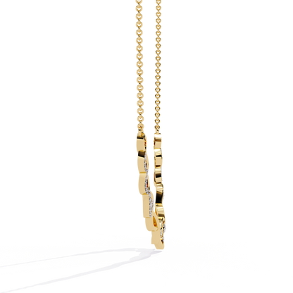 Twisted Round Cut 14k Solid Gold Lab Grown And Natural Diamond Antique Minimalist Party Wear Diamond Necklace Gift For Her - HIGHCARAT DIAMONDS