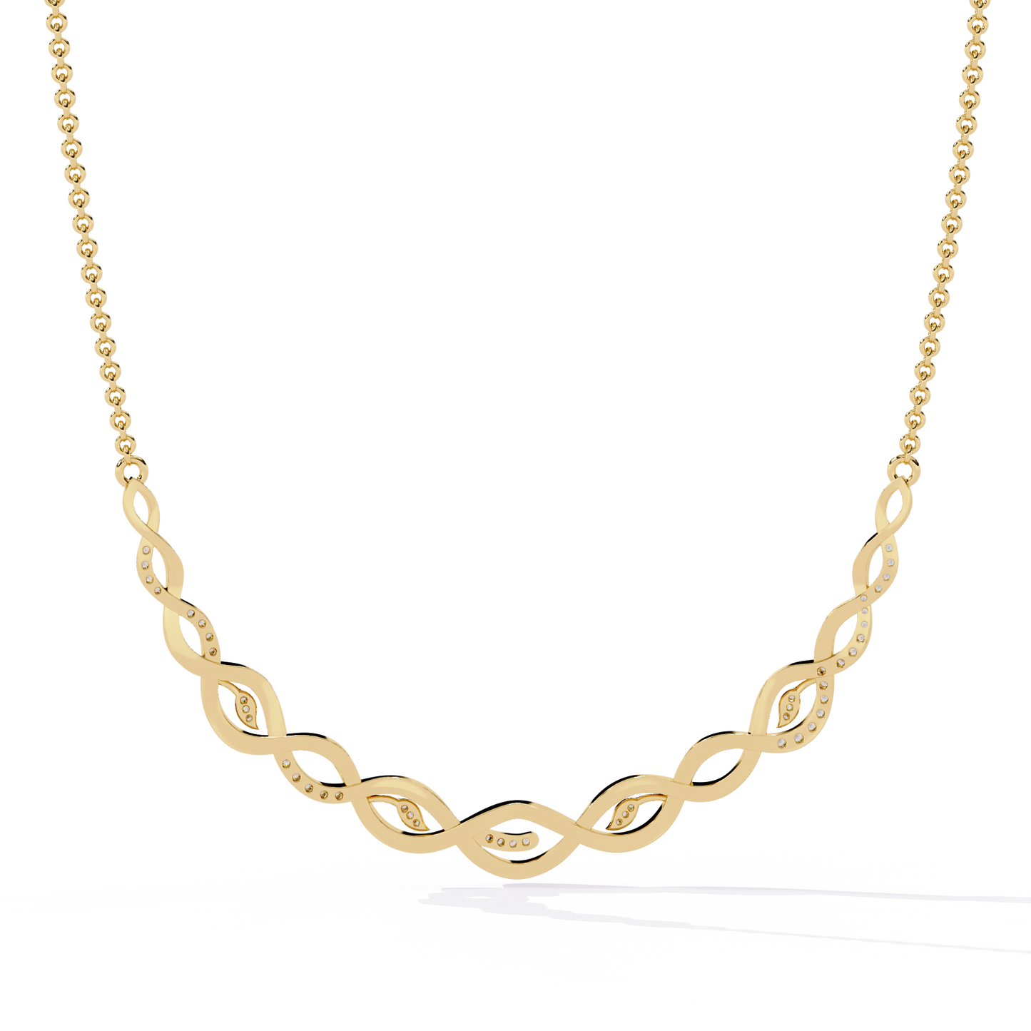 Twisted Round Cut 14k Solid Gold Lab Grown And Natural Diamond Antique Minimalist Party Wear Diamond Necklace Gift For Her - HIGHCARAT DIAMONDS