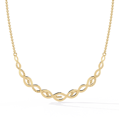 Twisted Round Cut 14k Solid Gold Lab Grown And Natural Diamond Antique Minimalist Party Wear Diamond Necklace Gift For Her - HIGHCARAT DIAMONDS